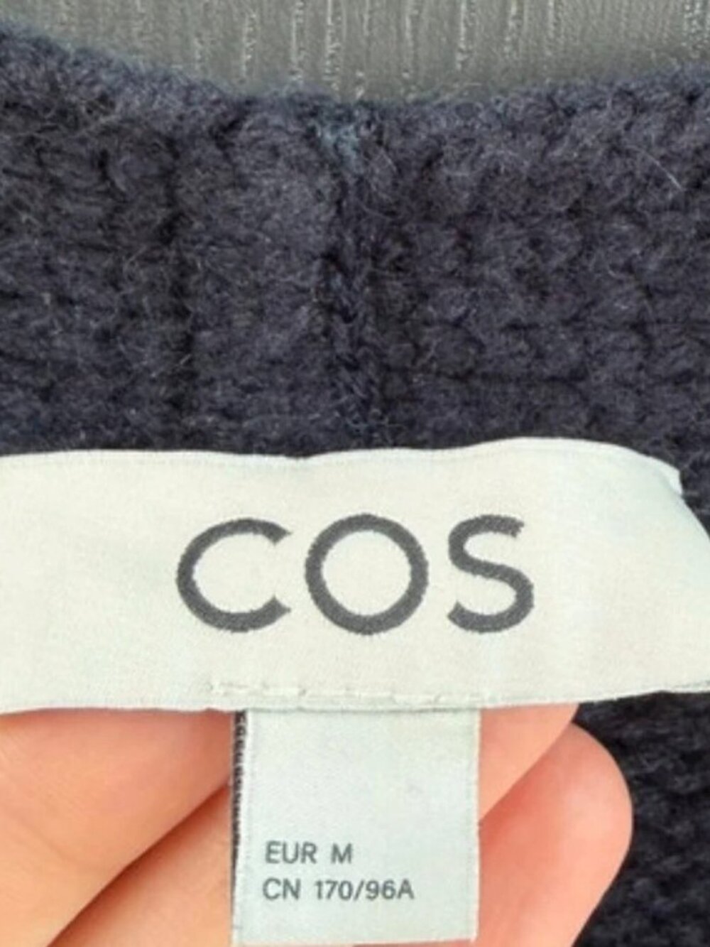 COS Oversized Cashmere Wool Blend Cardigan Navy Size M - Picture 3 of 4